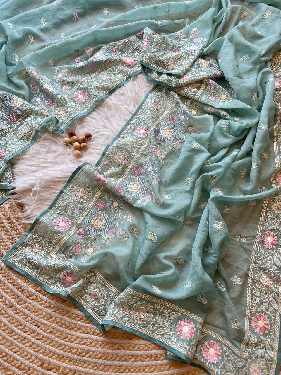 Pure Silk Kesh106 Prerna Sarees  Work Embroidered Viscose Silk Sarees