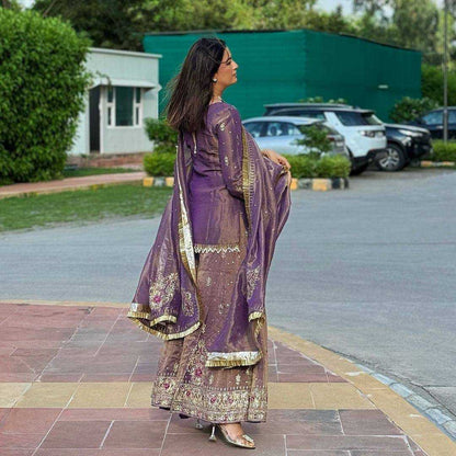 Pure Silk Kesh141 181 Suits & Dresses  Palazzo Ladies Silk Embroidered Ladies Party Wear Suits