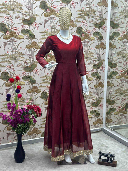 Pure Silk Rin114 5033 Gowns  Embroidery Anarkali Fancy