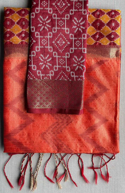 Pure Silk Rin163 Rae43 Silk Sarees  Pure Silk Ikkat Traditional Silk Printed Silk Sarees