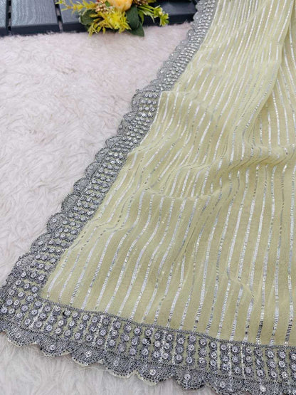 Pure Soft Kesh189 Akshay Sarees  Fancy Work Cutwork Zari Border Zari Sarees