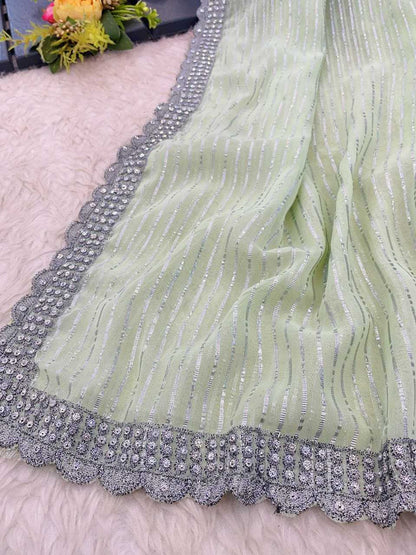 Pure Soft Kesh189 Akshay Sarees  Fancy Work Cutwork Zari Border Zari Sarees