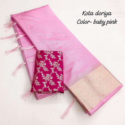 Pure Soft Rin118 Rgk36 Sarees  Kota Doria Jacquard Zari Border Sarees