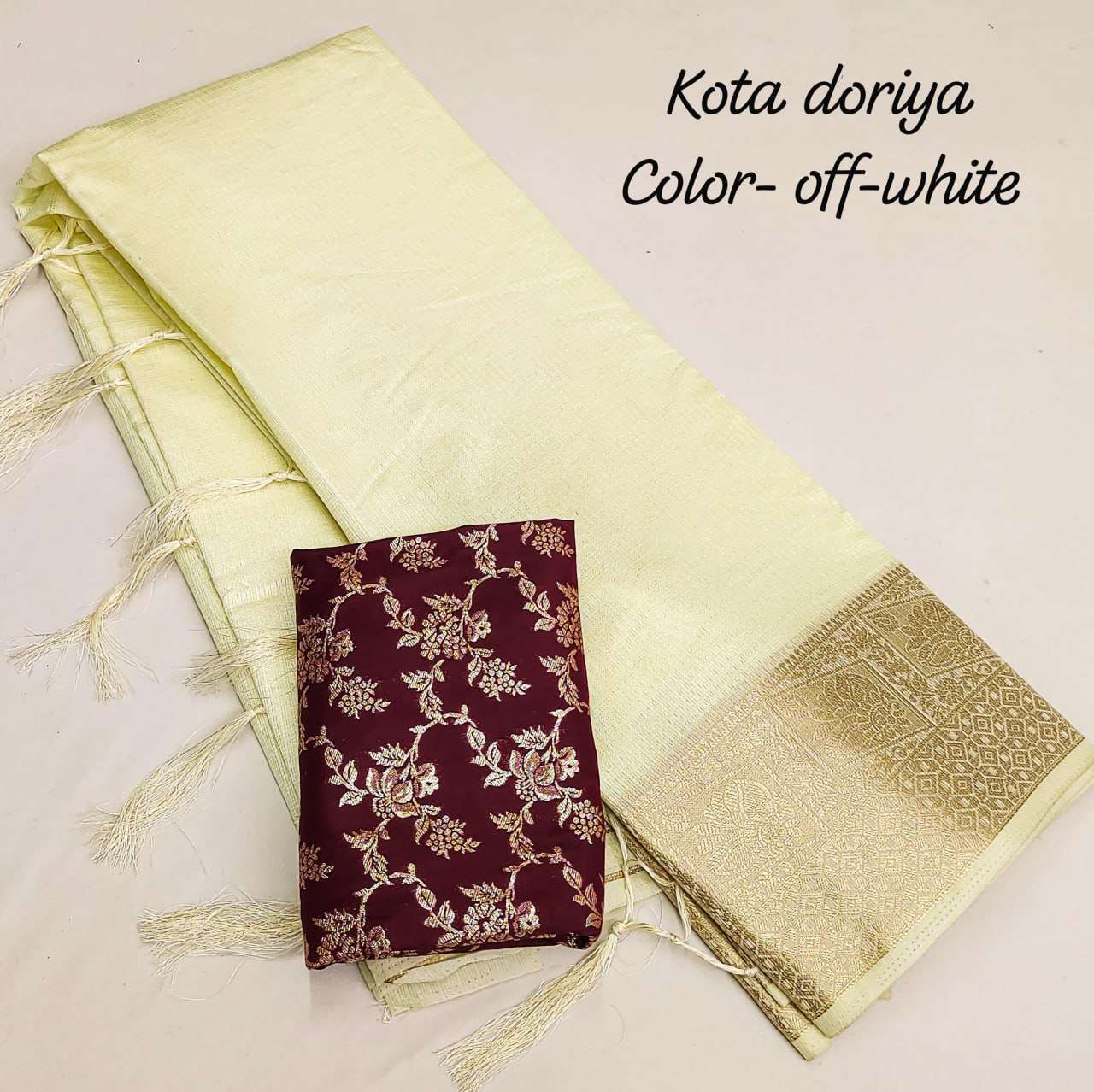 Pure Soft Rin118 Rgk36 Sarees  Kota Doria Jacquard Zari Border Sarees