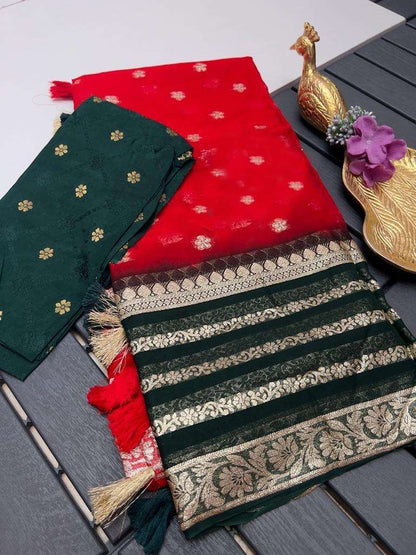 Pure Viscos Kesh101 Ant17 Sarees  Georgette Zari Border Viscose Sarees