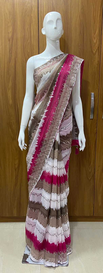 Pure Viscos Rin109 Rbc34 Sarees  Printed Ladies Half And Half Viscose