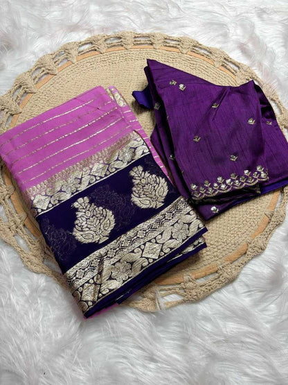 Pure Viscos Run 51 Sarees  Georgette Zari Border Viscose Sarees