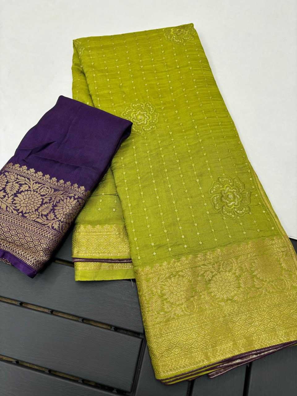 Pure Viscos Run Embroidery Sarees  Fancy Sequence Embroidery Sarees