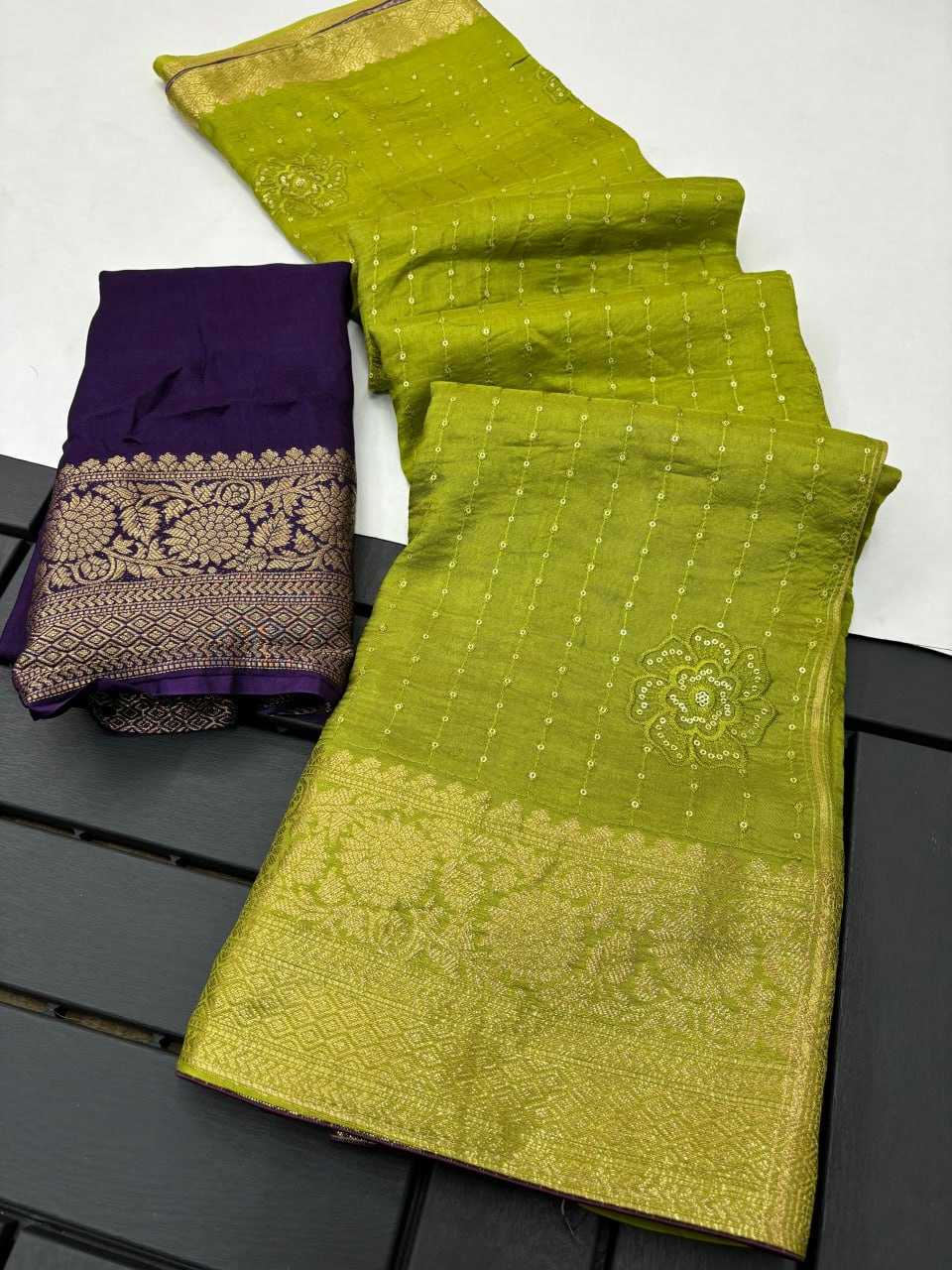 Pure Viscos Run Embroidery Sarees  Fancy Sequence Embroidery Sarees