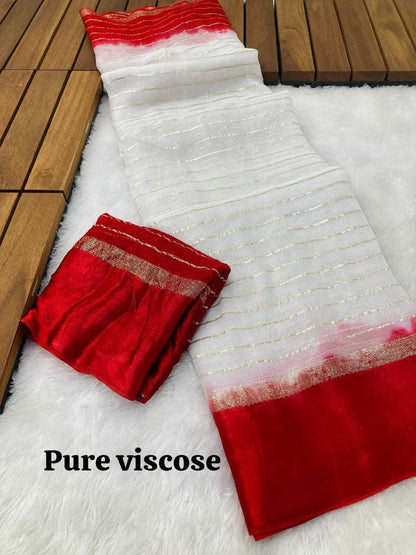 Pure Viscos Run Sari Sarees  Fancy Plain Crape Satin Sarees