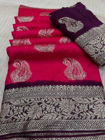 Pure Viscos Run With  Silk Sarees  Dola Silk Soft Silk Traditional Sarees