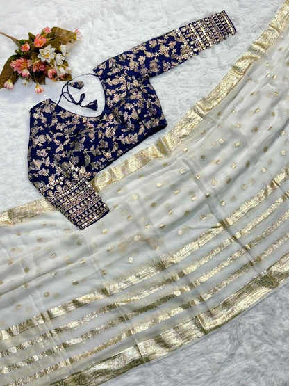 Pure Viscose Kesh162 Vrt27 Sarees  Ladies White Zari Border Viscose Zari Sarees