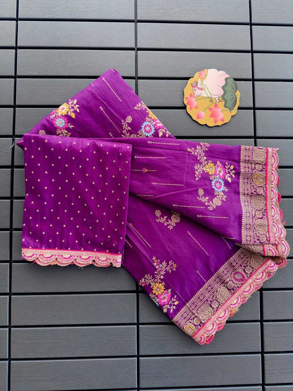 Pure Viscose Kesh201 Alebi -1 Sarees  Printed Cutwork Viscose Sarees