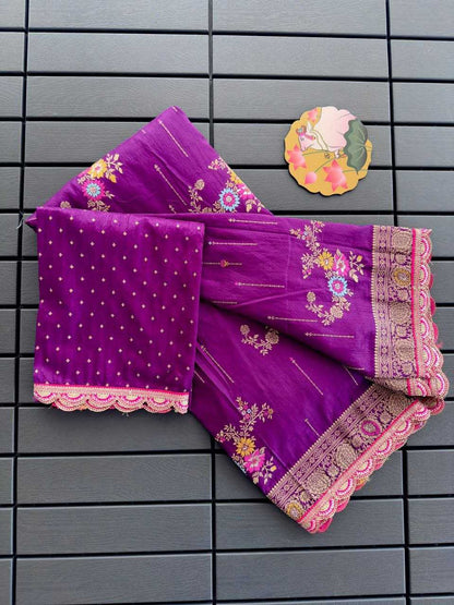 Pure Viscose Kesh201 Alebi -1 Sarees  Printed Cutwork Viscose Sarees