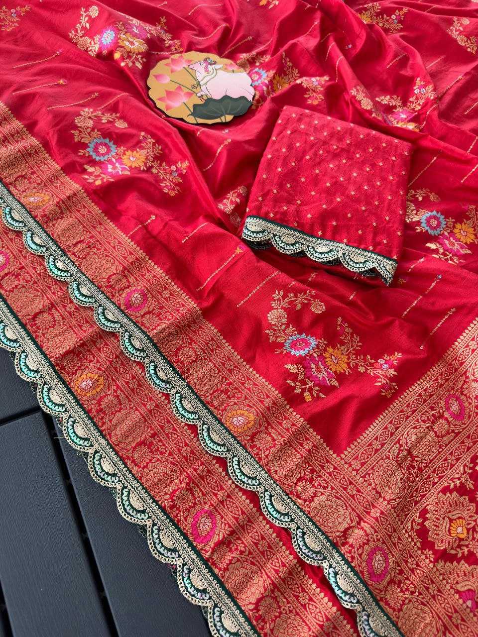 Pure Viscose Kesh201 Alebi -1 Sarees  Printed Cutwork Viscose Sarees