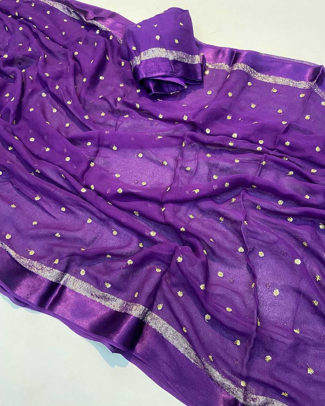 Pure Viscose Rin198 Raa37 Sarees  Georgette Sequins Work Viscose Sarees