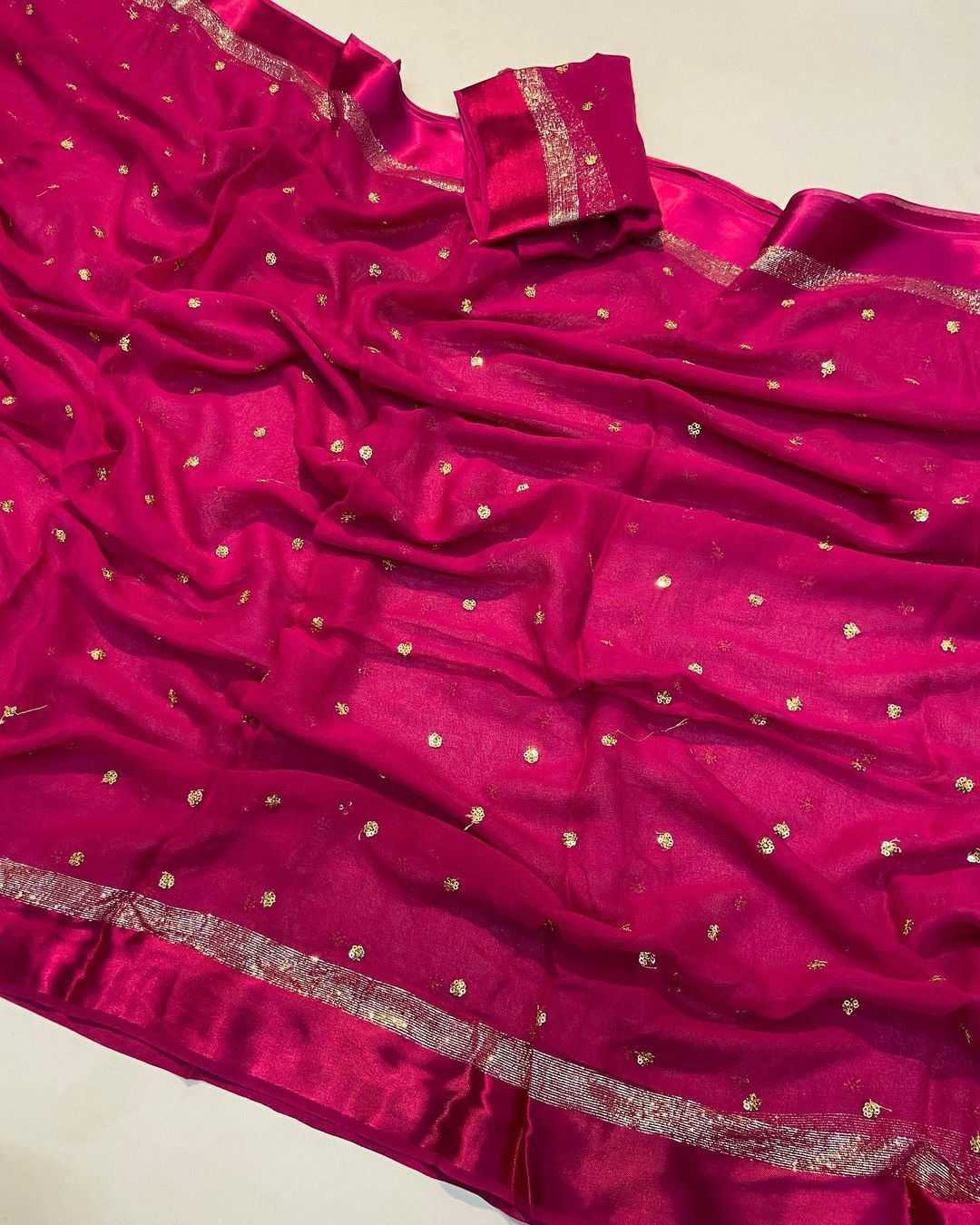 Pure Viscose Rin198 Raa37 Sarees  Georgette Sequins Work Viscose Sarees