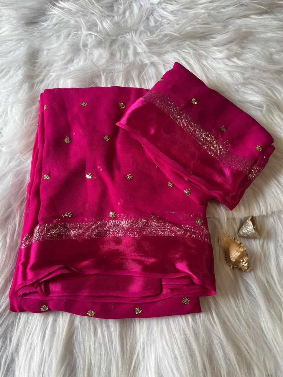 Pure Viscose Rin198 Raa37 Sarees  Georgette Sequins Work Viscose Sarees