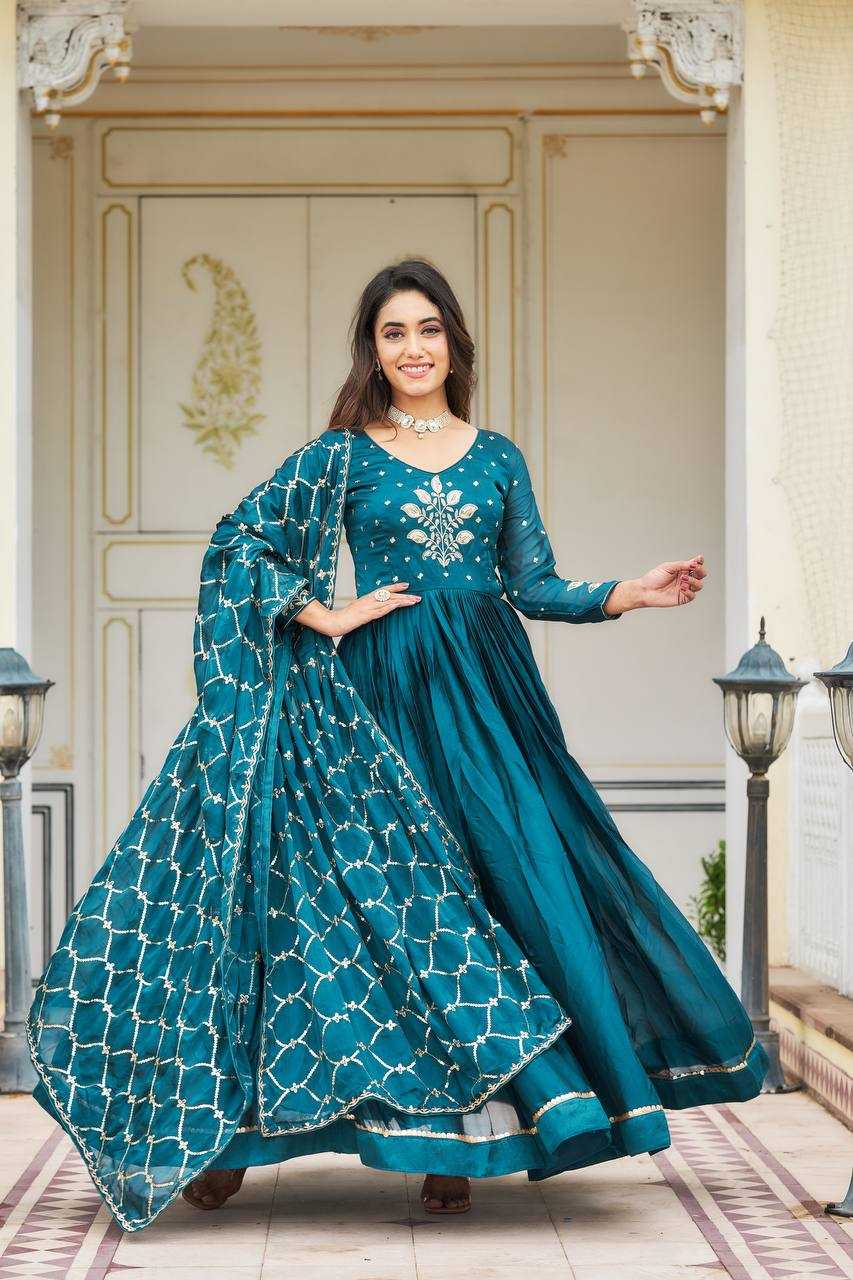 Rangoli Silk Kesh127 022 Gowns  Embroidery Anarkali Long Work Gowns