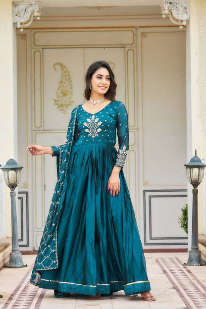 Rangoli Silk Kesh127 022 Gowns  Embroidery Anarkali Long Work Gowns