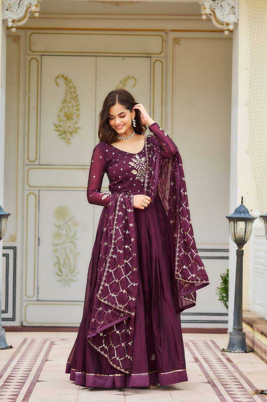 Rangoli Silk Kesh127 022 Gowns  Embroidery Anarkali Long Work Gowns