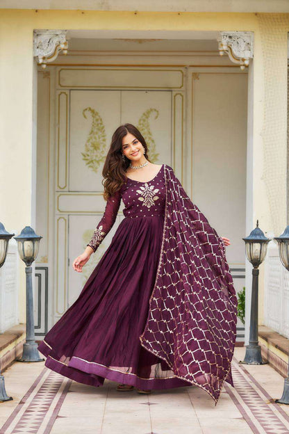 Rangoli Silk Kesh127 022 Gowns  Embroidery Anarkali Long Work Gowns