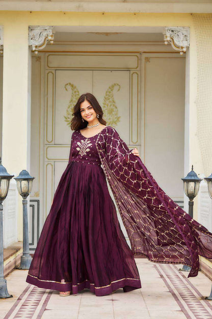 Rangoli Silk Kesh127 022 Gowns  Embroidery Anarkali Long Work Gowns