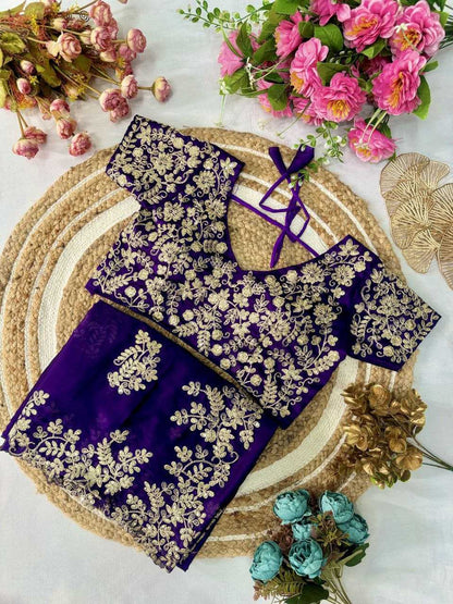 Rangoli Silk Kesh188 9231 Sarees  Sequence Embroidered Cutwork Silk Sarees With Blouse Purple Sarees