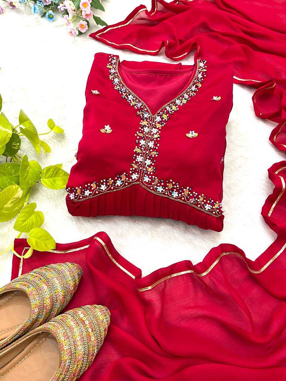 Rangoli Silk Kesh240 389 Gowns  Silk Anarkali Full Sleeve Red Gowns