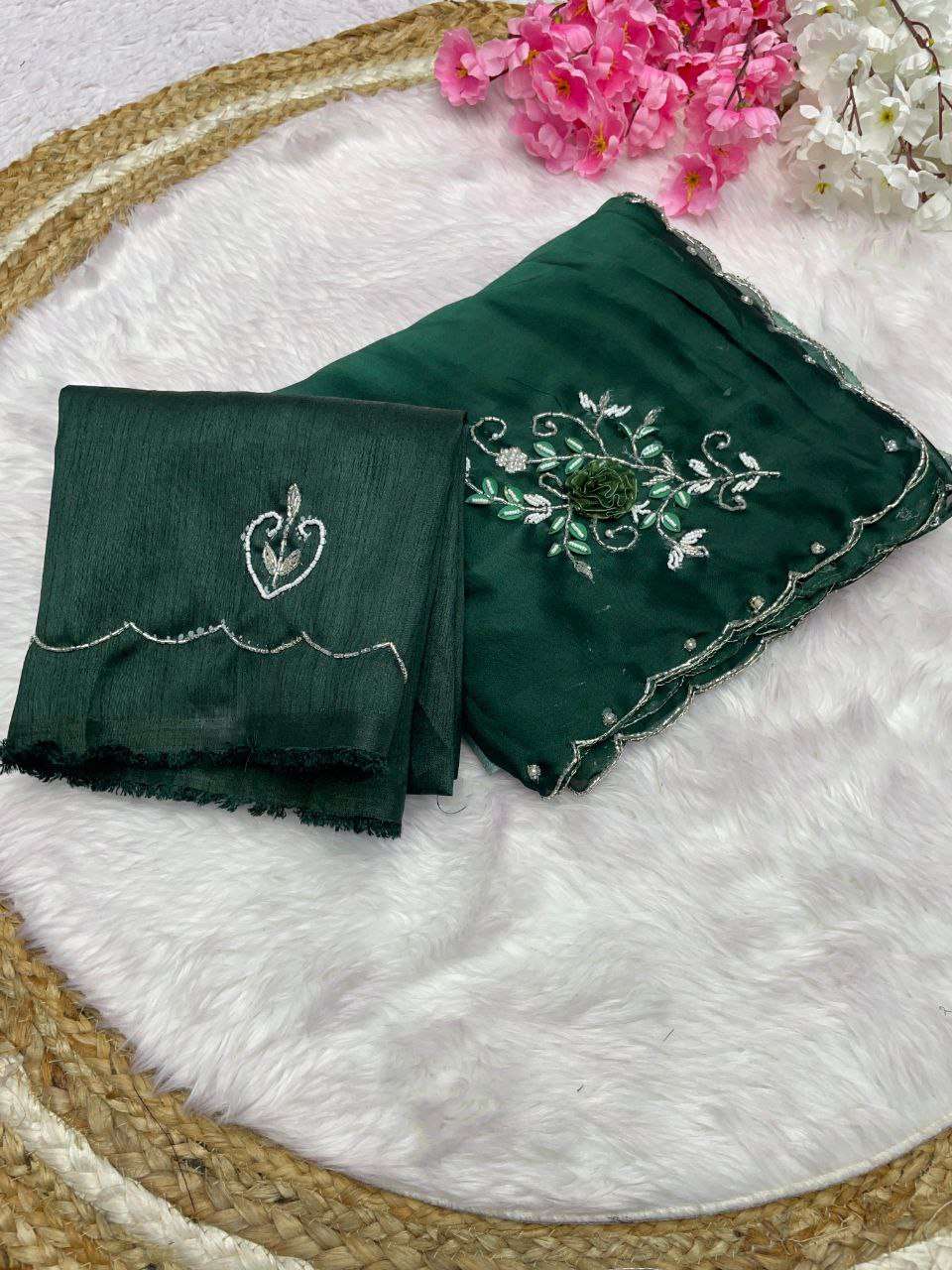 Rangoli Silk Rin143 442 Sarees  Handwork Butta Cutwork Half And Half Sarees