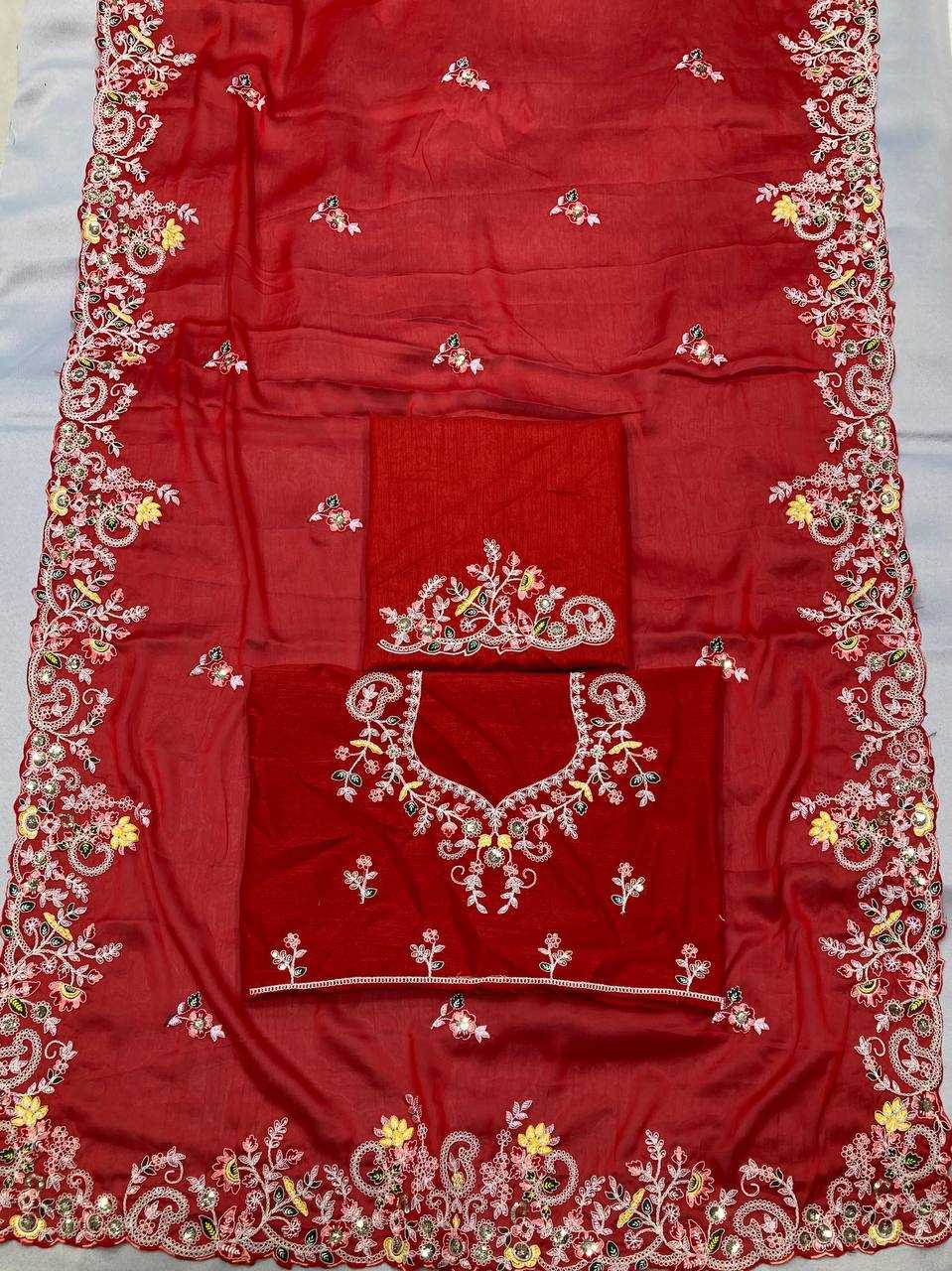 Rangoli Silk Rvl Rajvi Sarees  Party Wear Fancy Embroidered Sarees