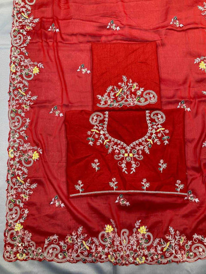 Rangoli Silk Rvl Rajvi Sarees  Party Wear Fancy Embroidered Sarees