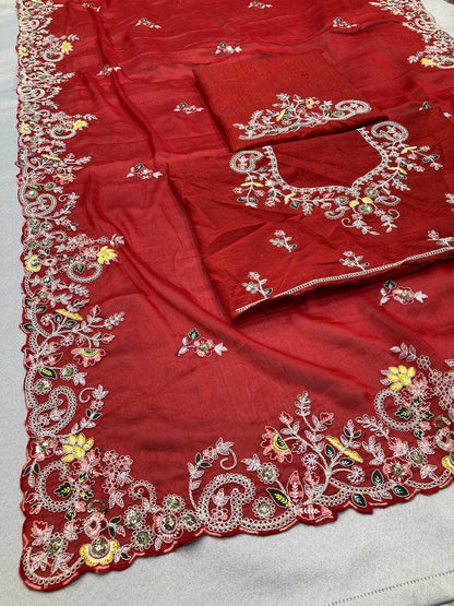 Rangoli Silk Rvl Rajvi Sarees  Party Wear Fancy Embroidered Sarees