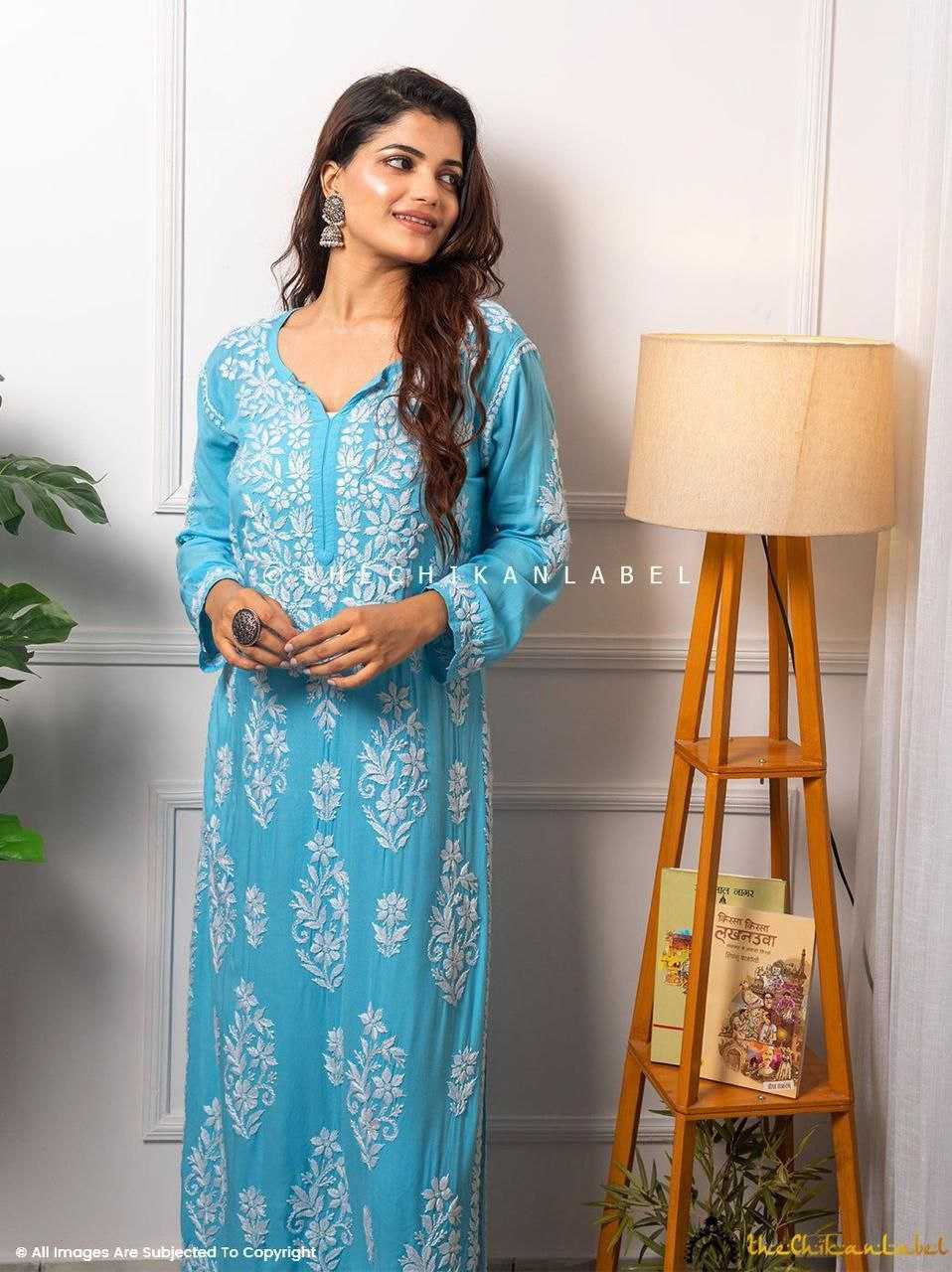 Rayon Kesh158 10104B Kurtis  Workwear Ethic Long Rayon Fancy Embroidered Kurtis