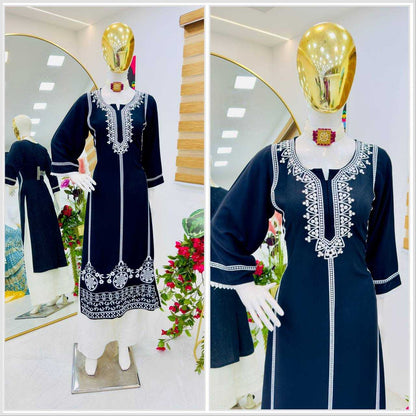 Rayon Kesh158 9285 Kurtis  Workwear Long Rayon Kurtis With Bottom Embroidered Diwali Collections Kurtis