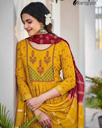 Rayon Kesh175 Rangmanch Suits & Dresses  Ladies Printed Embroidered Anarkali Suits