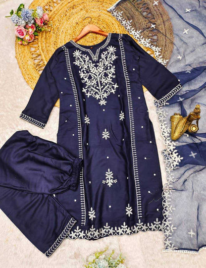 Rayon Kesh211 Ldy88 Suits & Dresses  Party Wear Embroidered Long Kurtis Blue Salwar Suits