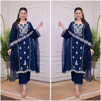 Rayon Kesh211 Ldy88 Suits & Dresses  Party Wear Embroidered Long Kurtis Blue Salwar Suits