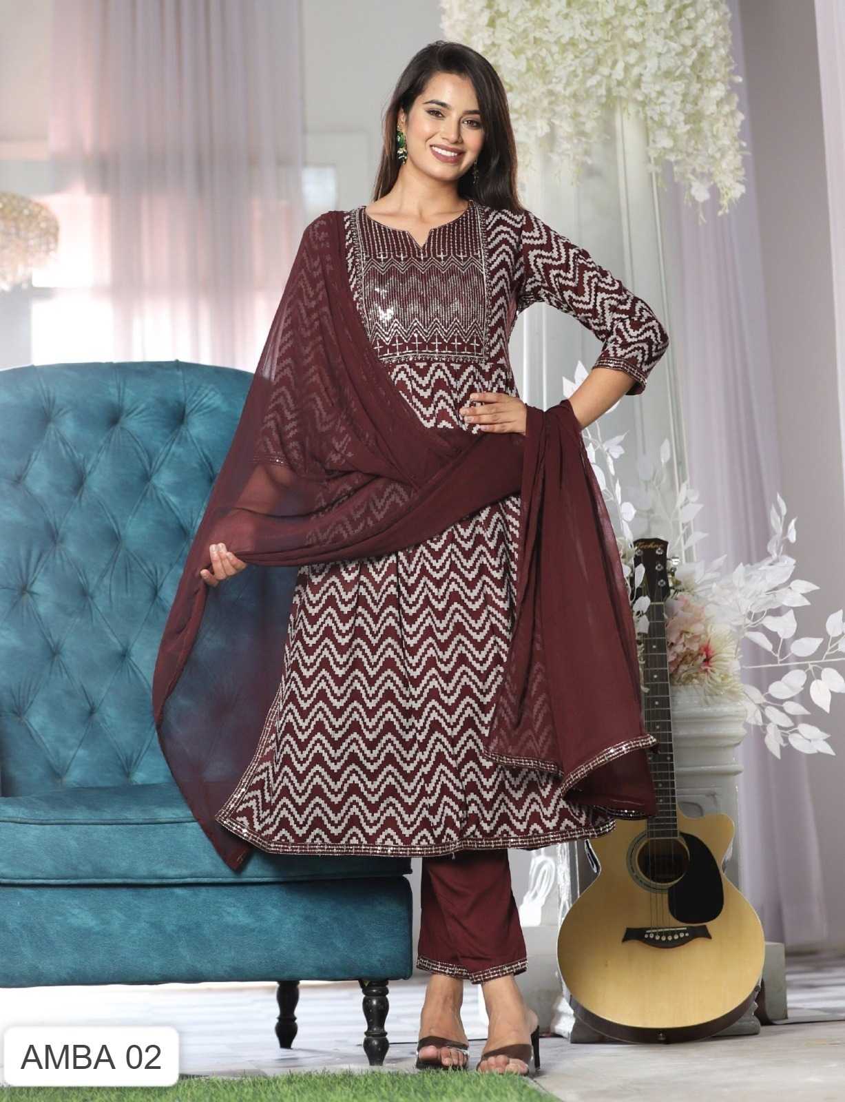 Rayon Ksb 005 Amba Suits & Dresses  Printed Ladies Salwar Anarkali Suits