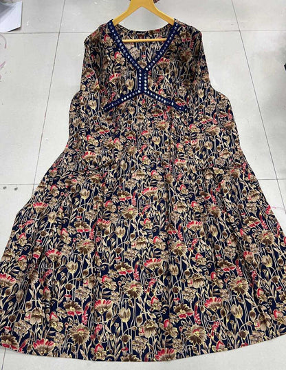 Rayon Rin125 Alia Kurtis  Long Printed Rayon Anarkali Fancy Kurtis