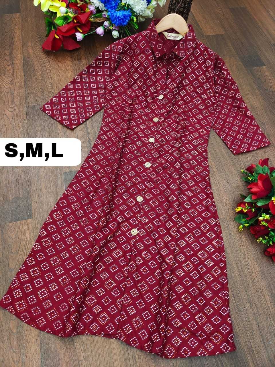 Rayon Rin158 1021 Kurtis  Long Printed Rayon Ladies Kurtis