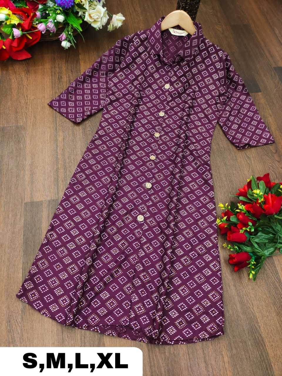 Rayon Rin158 1021 Kurtis  Long Printed Rayon Ladies Kurtis