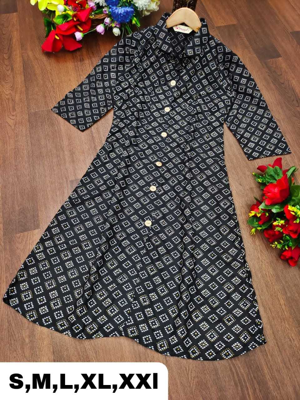 Rayon Rin158 1021 Kurtis  Long Printed Rayon Ladies Kurtis