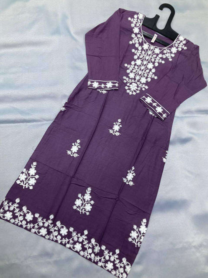 Rayon Rin188 Mudra2 Kurtis  Long Rayon Luckowi Chikan Kurtis