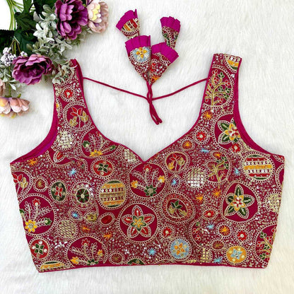 Faux Georgette Readymade Blouse Rrk Embroidery  Blouse