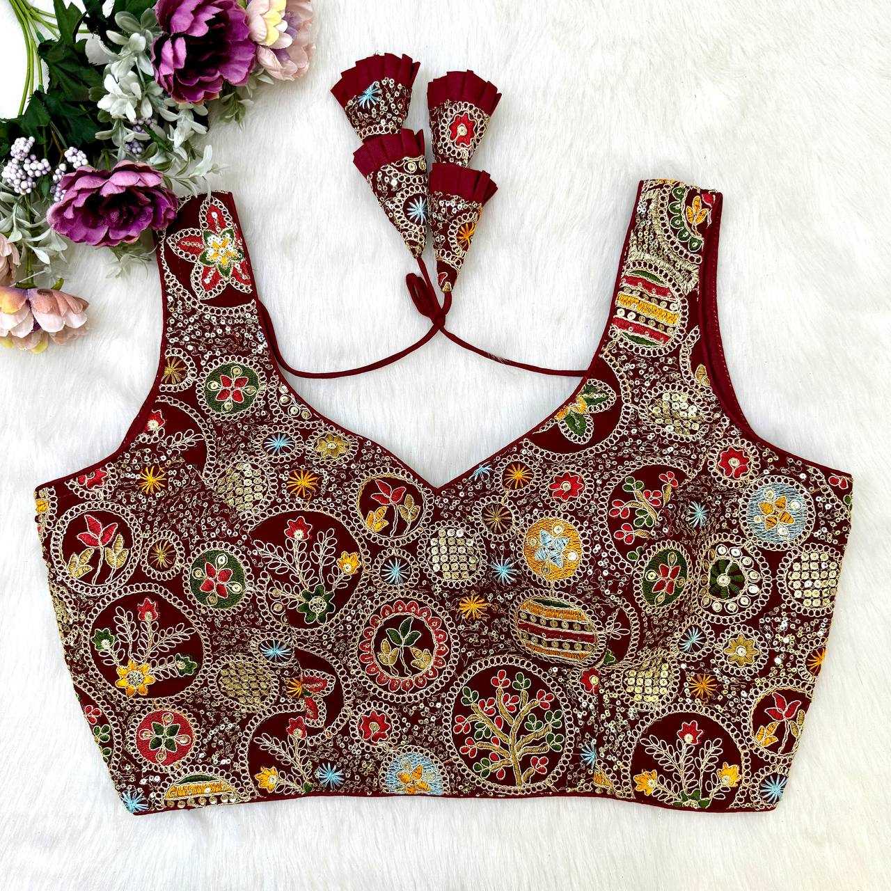 Faux Georgette Readymade Blouse Rrk Embroidery  Blouse