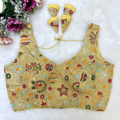 Faux Georgette Readymade Blouse Rrk Embroidery  Blouse