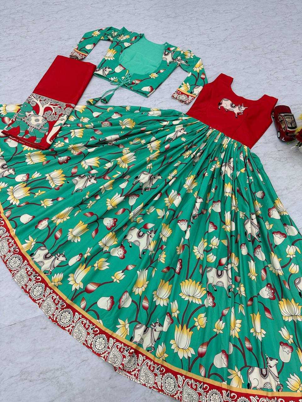 Reyon Cotton Kesh119 446 Gowns  Printed Fancy Anarkali Long Gowns