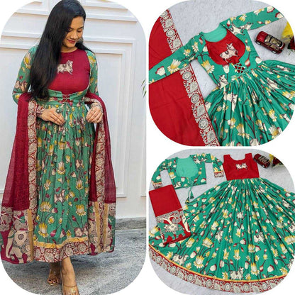 Reyon Cotton Kesh119 446 Gowns  Printed Fancy Anarkali Long Gowns