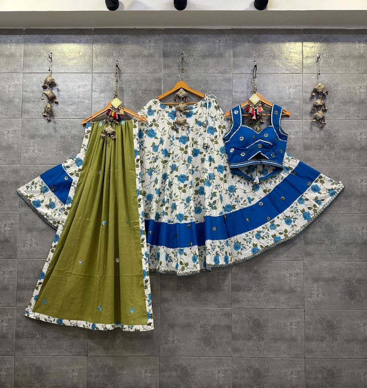 Reyon Cotton Kesh179 Ahb86 Lehengas  Traditional Lehenga With Dupatta Lehenga With Blouse Blue Lehengas